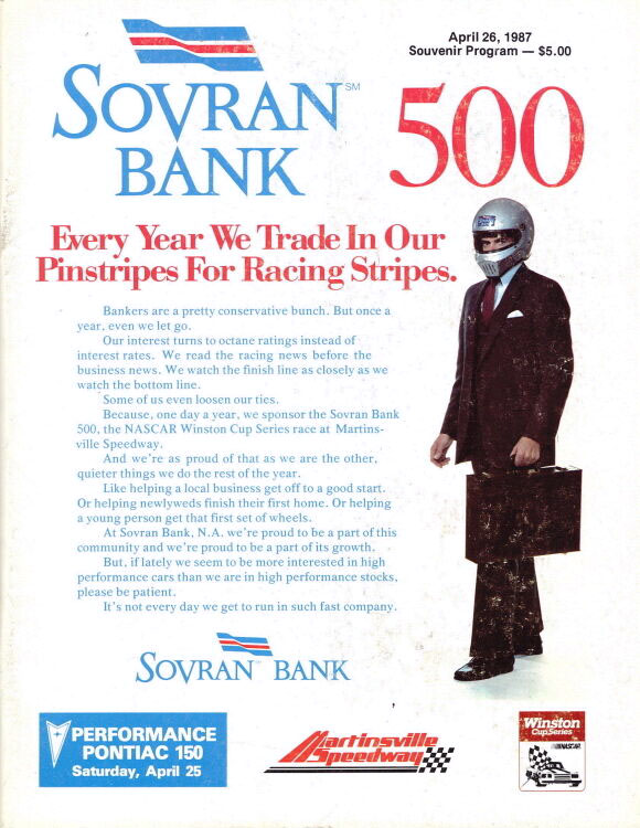 NASCAR Program 1987 Sovran Bank 500 SportsPaper.info