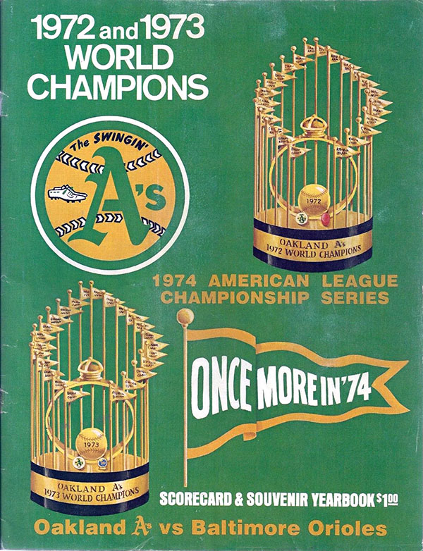 Mlb Alcs Program Oakland Athletics 1974 Sportspaper Info