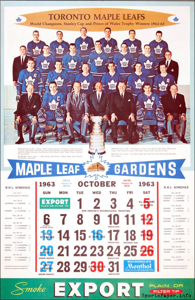 Vintage Toronto Maple Leafs and Montreal Canadiens NHL Calendars