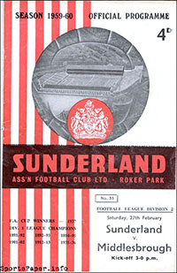 Sunderland vs. Middlesbrough (February 27, 1960)