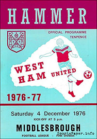 West Ham United vs. Middlesbrough (December 4, 1976)
