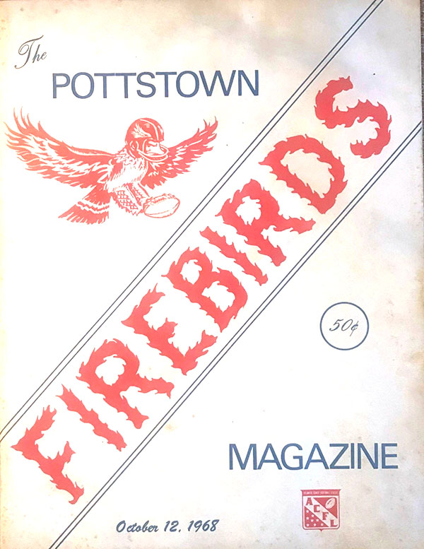 ACFL Game Program: Pottstown Firebirds vs. Virginia Sailors (October 12, 1968)