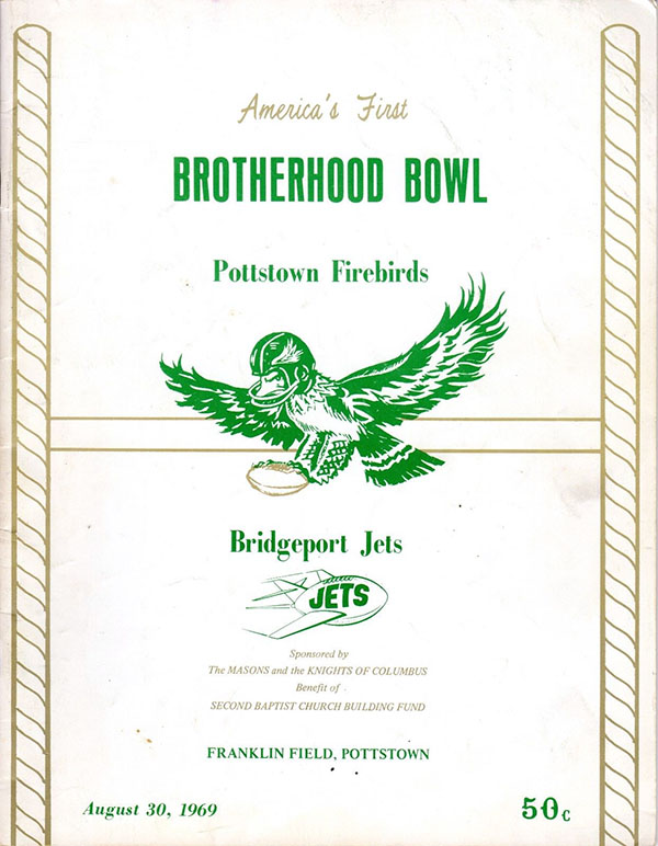 ACFL Game Program: Pottstown Firebirds vs. Bridgeport Jets (August 30, 1969)