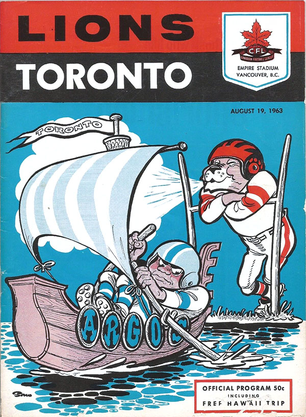 CFL Program: BC Lions vs. Toronto Argonauts (August 19, 1963)