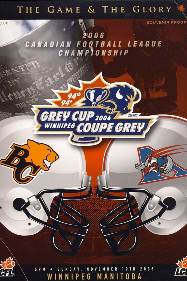 CFL Program: BC Lions vs. Montreal Alouettes (November 28, 2006)
