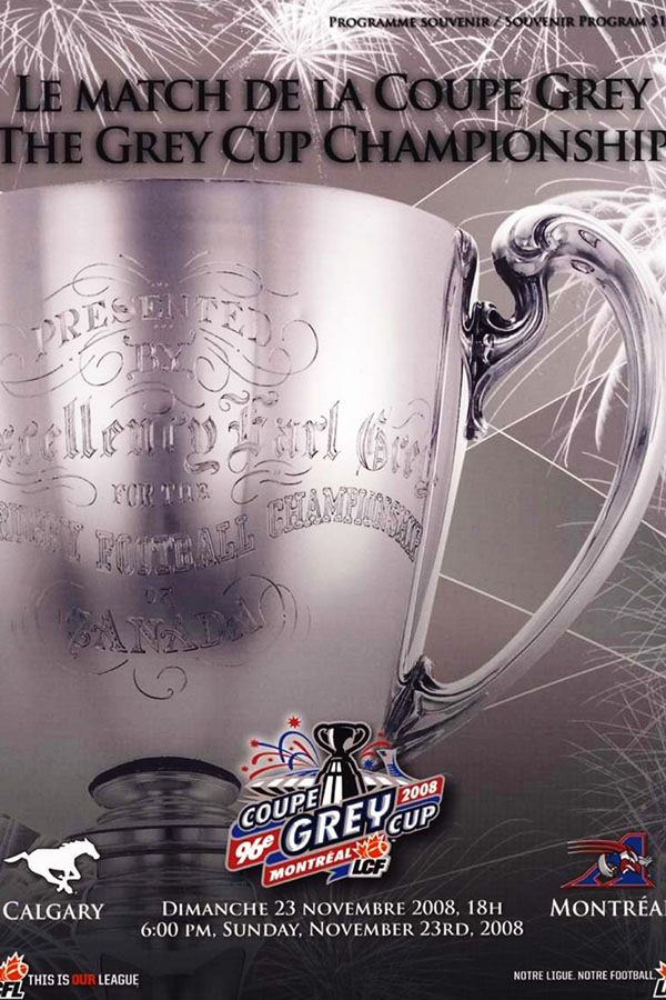 CFL Program: 2008 Grey Cup (Calgary Stamepders vs. Montreal Alouettes)