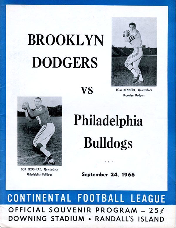 CoFL Game Program: Brooklyn Dodgers vs. Philadelphia Bulldogs (September 24, 1966)