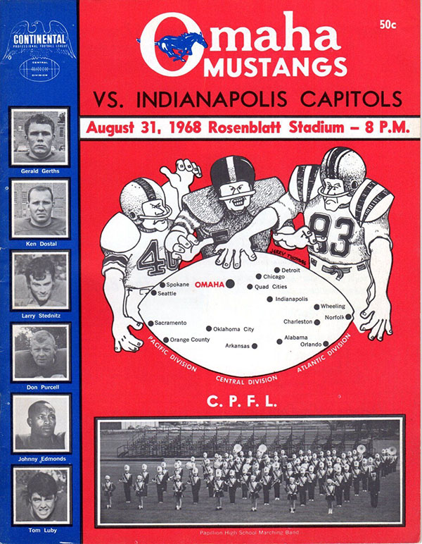 CoFL Game Program: Indianapolis Capitols vs. Omaha Mustangs (August 31, 1968)