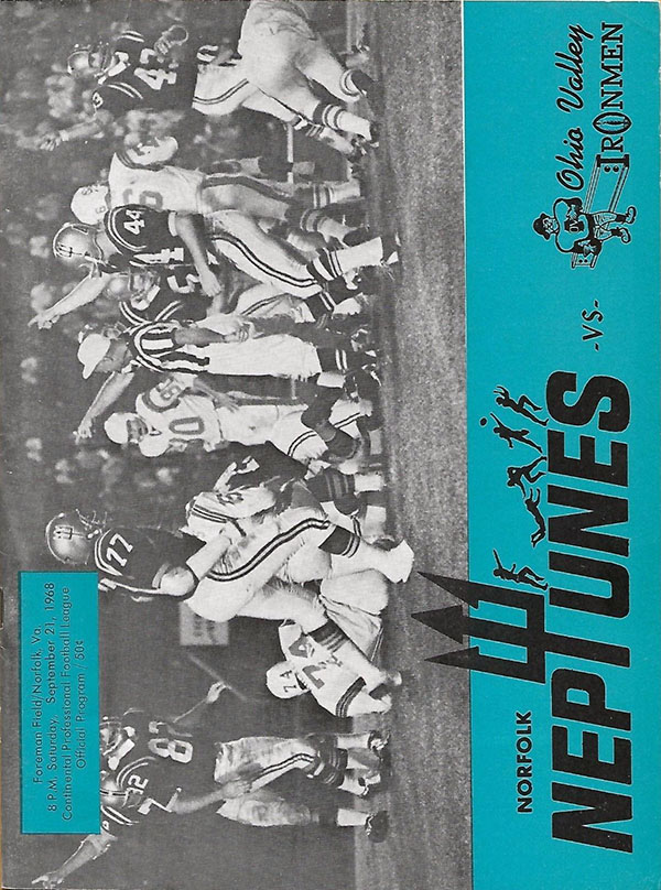 CoFL Game Program: Ohio Valley Ironmen vs. Norfolk Neptunes (September 21, 1968)