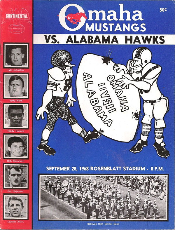 CoFL Game Program: Alabama Hawks vs. Omaha Mustangs (September 28, 1968)