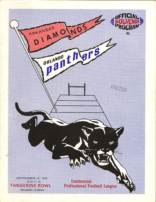 CoFL Game Program: Arkansas Diamonds vs. Orlando Panthers (September 28, 1968)