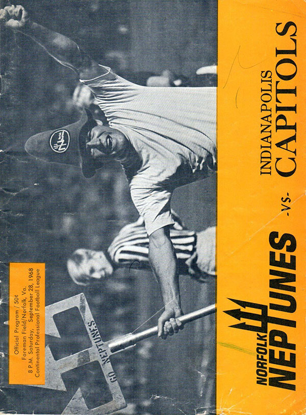 CoFL Game Program: Indianapolis Capitols vs. Norfolk Neptunes (September 28, 1968)
