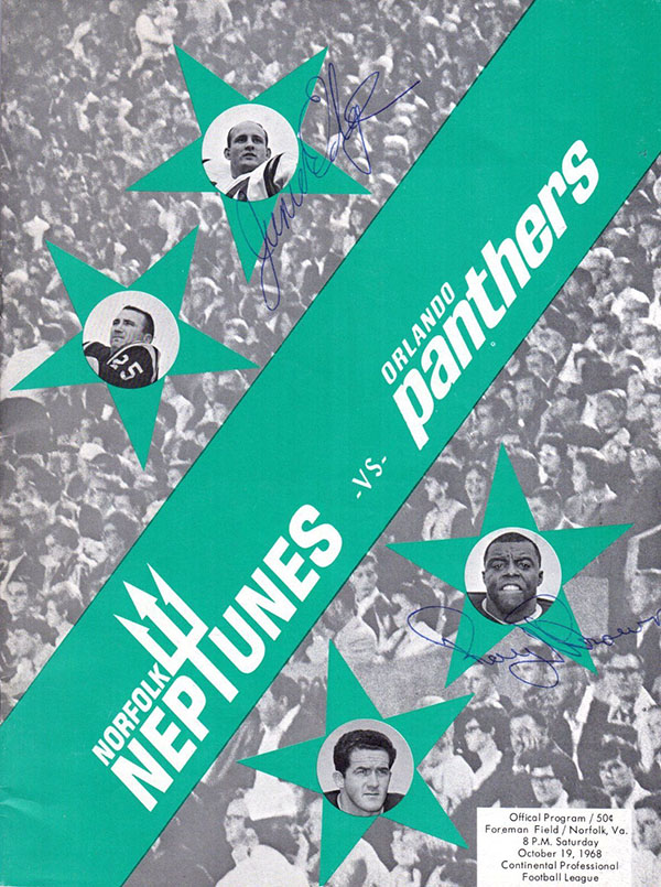 CoFL Game Program: Orlando Panthers vs. Norfolk Neptunes (October 19, 1968)