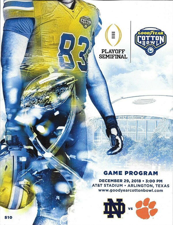 NCAA Bowl Game Program: 2018 Cotton Bowl (Clemson Tigers vs. Notre Dame Fighting Irish)