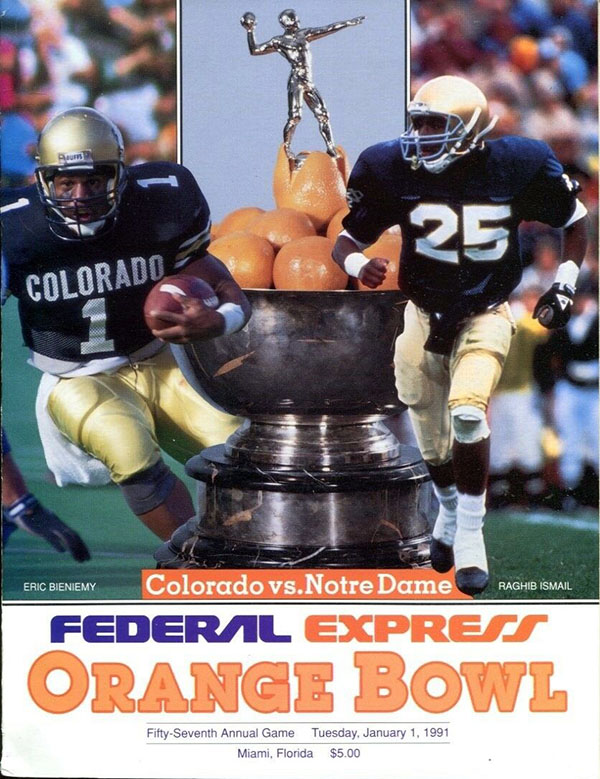 NCAA Bowl Game Program: 1991 Orange Bowl (Notre Dame Fighting Irish vs. Colorado Buffaloes)
