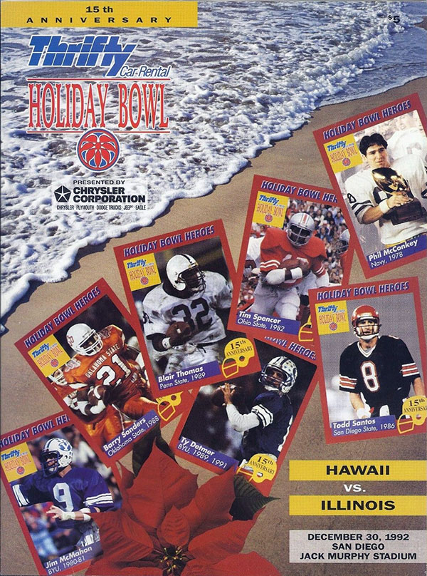 NCAA Bowl Game Program: 1992 Holiday Bowl (Hawaii Rainbow Warriors vs. Illinois Fighting Illini)
