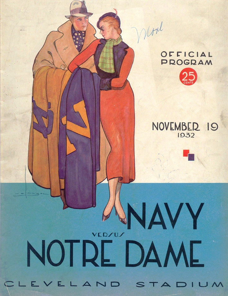 College Football Program: Notre Dame Fighting Irish vs. Navy Midshipmen (November 19, 1932)