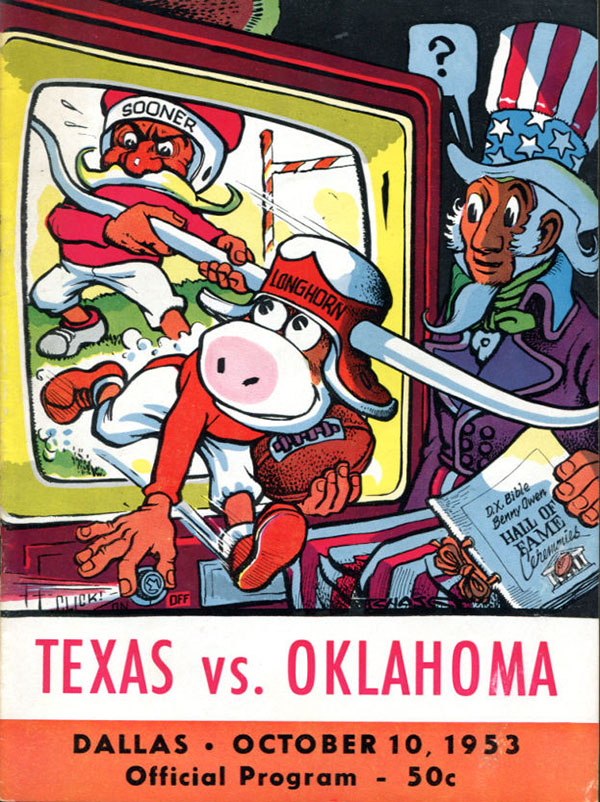 College Football Program: Texas Longhorns vs. Oklahoma Sooners (October 10, 1953)