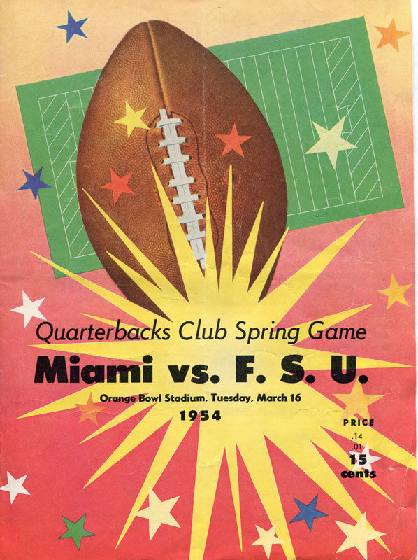 College Football Program: Miami Hurricanes vs. Florida State Seminoles (March 16, 1954)