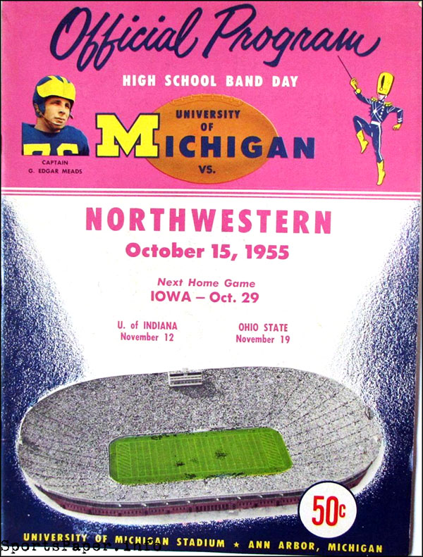 College Football Program: Michigan Wolverines vs. Northwestern Wildcats (October 15, 1955)