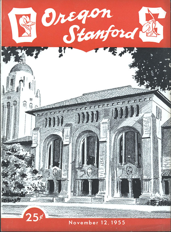 College Football Program: Stanford Indians vs. Oregon Ducks (November 12, 1955)