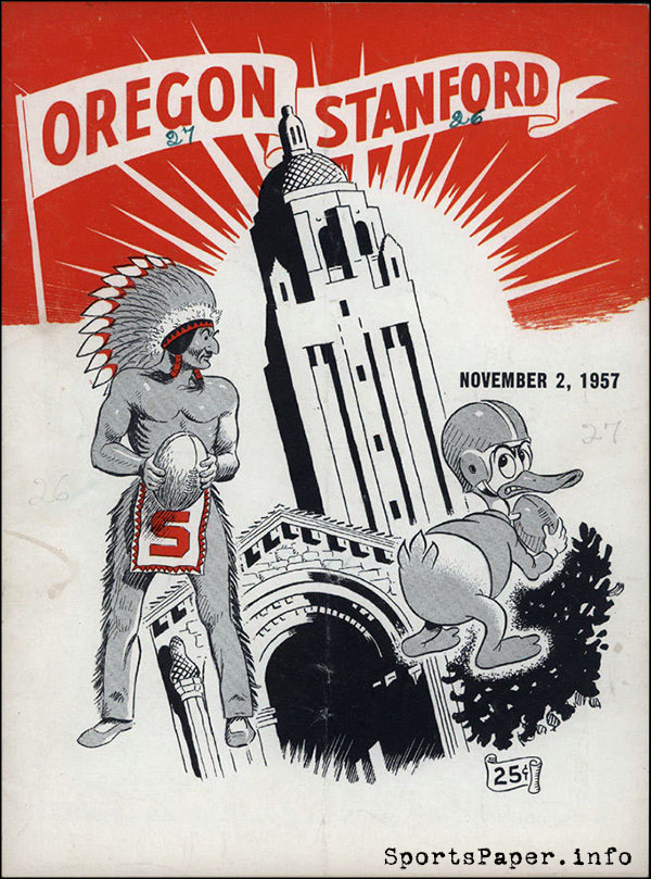 College Football Program: Stanford Indians vs. Oregon Ducks (November 2, 1957)