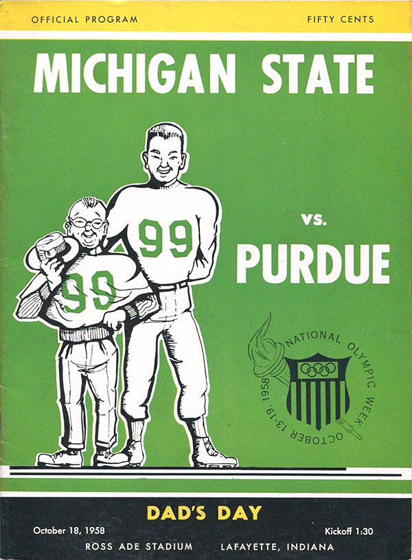 College Football Program: Purdue Boilermakers vs. Michigan State Spartans (October 18, 1958)