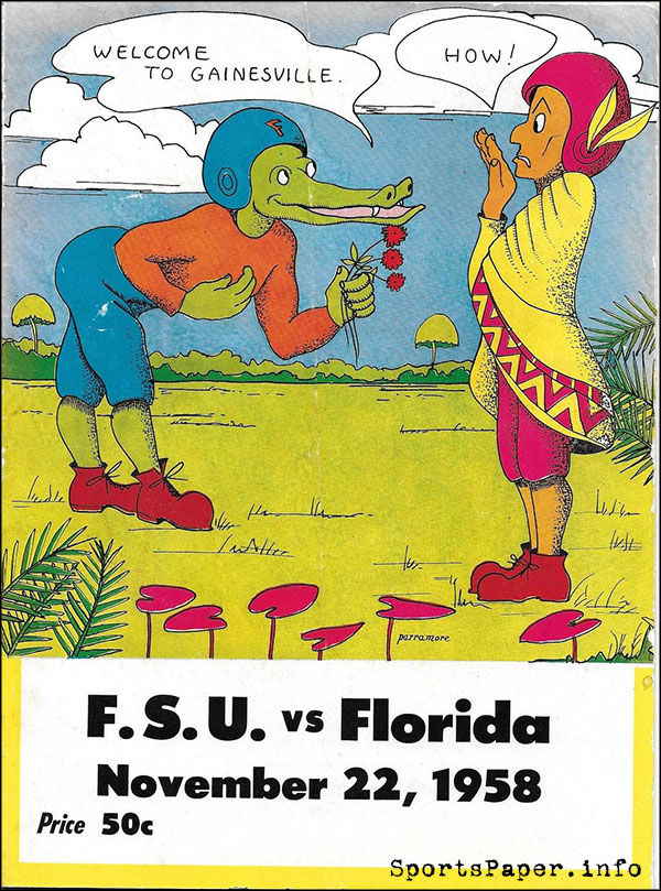 College Football Program: Florida Gators vs. Florida State Seminoles (November 22, 1958)