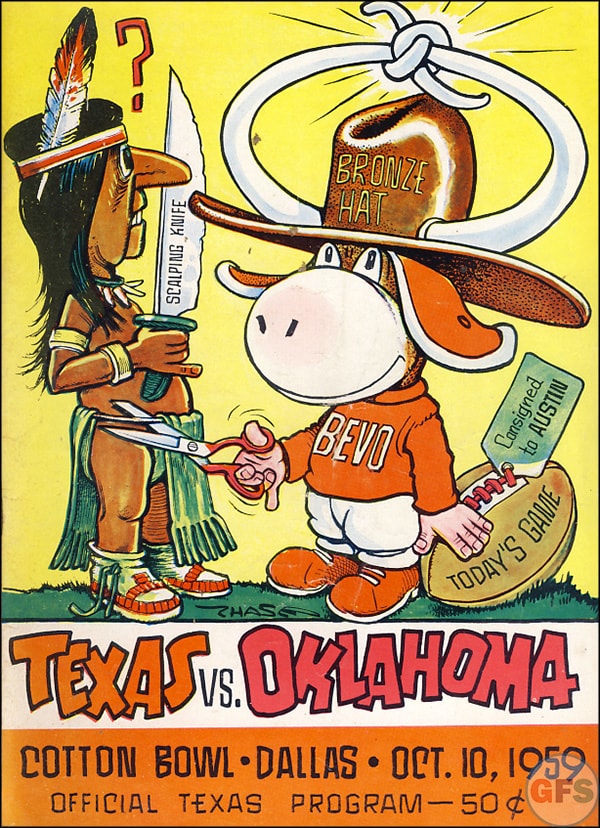 College Football Program: Texas Longhorns vs. Oklahoma Sooners (October 10, 1959)