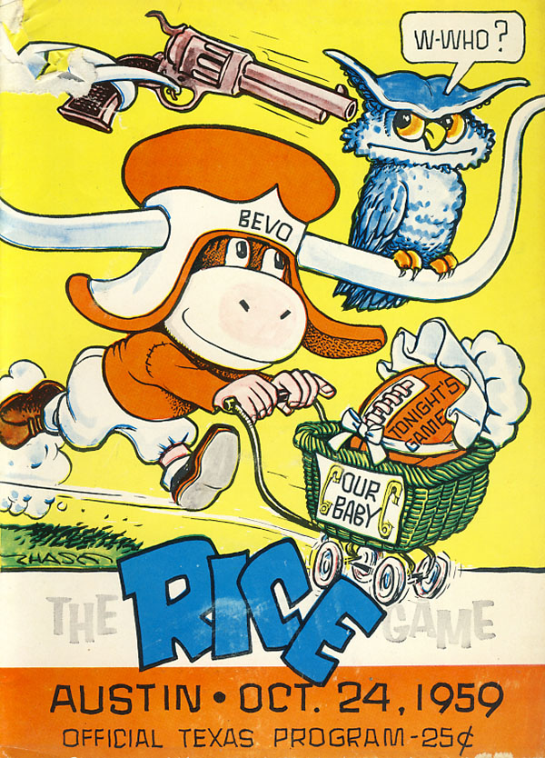 College Football Program: Texas Longhorns vs. Rice Owls (October 24, 1959)
