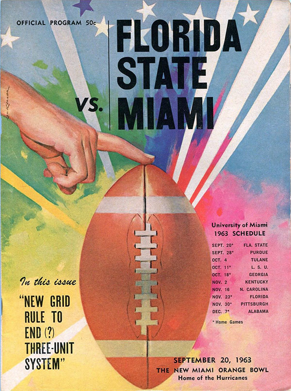 College Football Program: Miami Hurricanes vs. Florida State Seminoles (September 20, 1963)