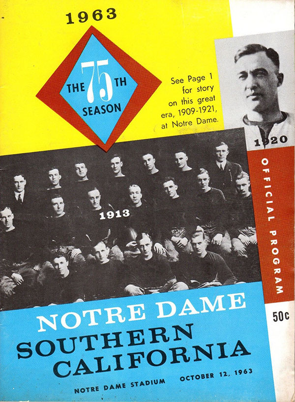 College Football Program: Notre Dame Fighting Irish vs. USC Trojans (October 12, 1963)