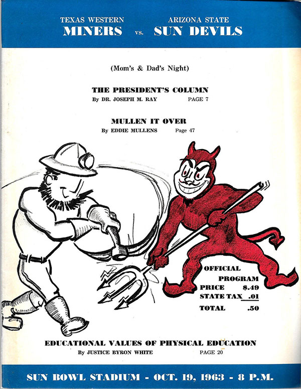 College Football Program: Texas Western Miners vs. Arizona State Sun Devils (October 19, 1963)
