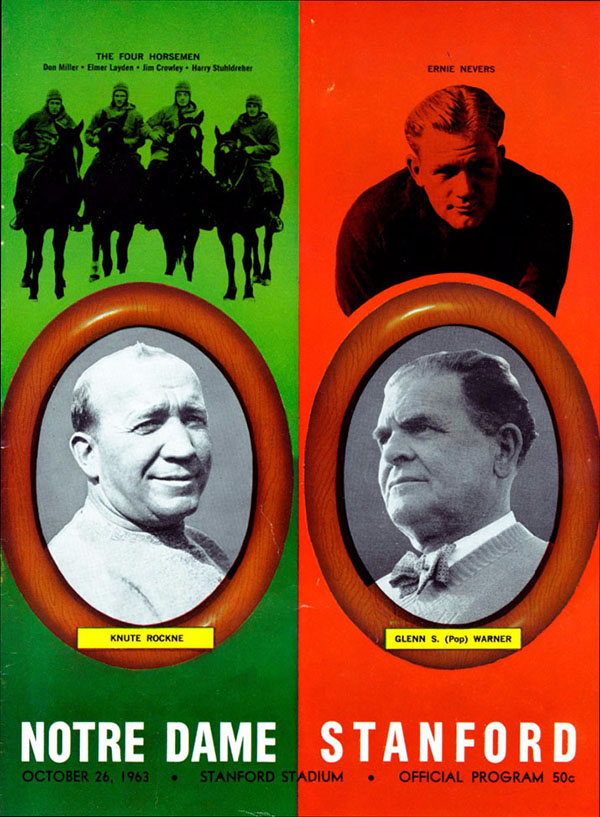 College Football Program: Stanford Indians vs. Notre Dame Fighting Irish (October 26, 1963)