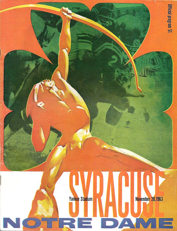 College Football Program: Syracuse Orangemen vs. Notre Dame Fighting Irish (November 28, 1963)