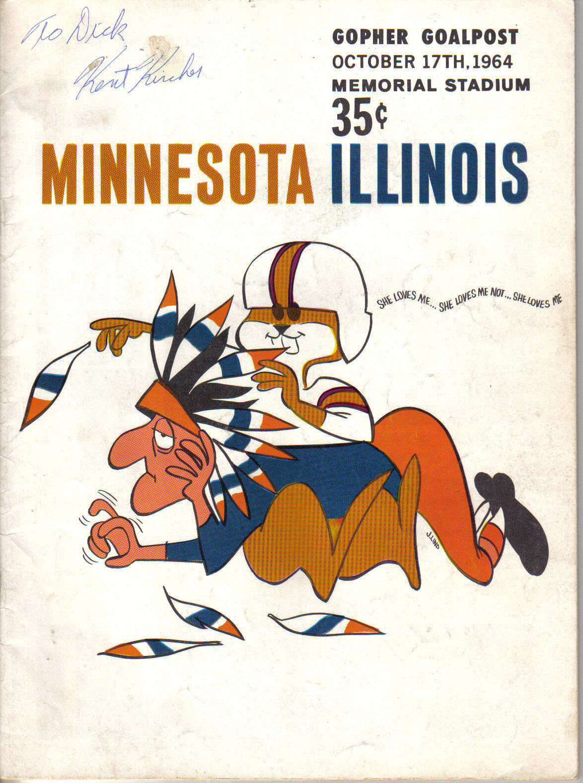College Football Program: Minnesota Golden Gophers vs. Illinois Fighting Illini (October 17, 1964)