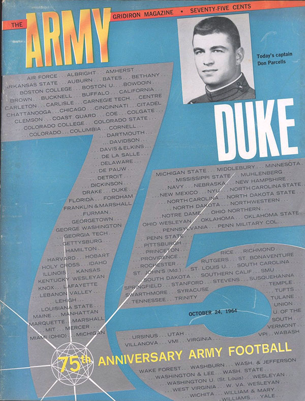 College Football Program: Army Cadets vs. Duke Blue Devils (October 24, 1964)