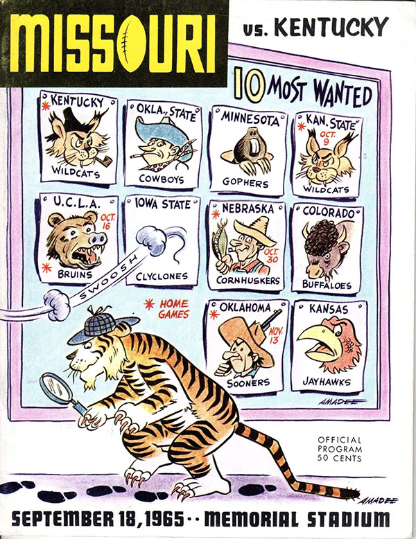 College Football Program: Missouri Tigers vs. Kentucky Wildcats (September 18, 1965)