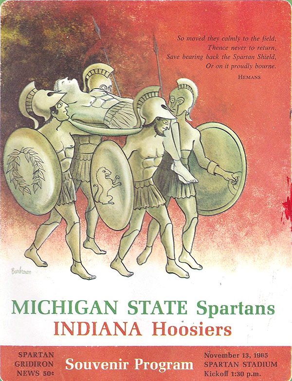 College Football Program: Michigan State Spartans vs. Indiana Hoosiers (November 13, 1965)