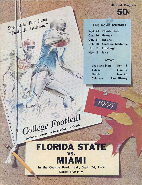 College Football Program: Miami Hurricanes vs. Florida State Seminoles (September 24, 1966)