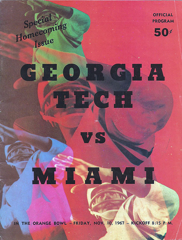 College Football Program: Miami Hurricanes vs. Georgia Tech Yellow Jackets (November 10, 1967)