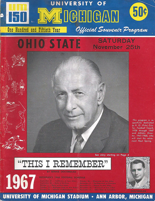 College Football Program: Michigan Wolverines vs. Ohio State Buckeyes (November 25, 1967)
