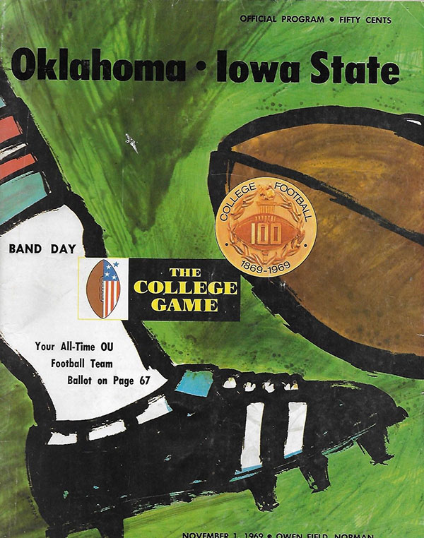 College Football Program: Oklahoma Sooners vs. Iowa State Cyclones (November 1, 1969)