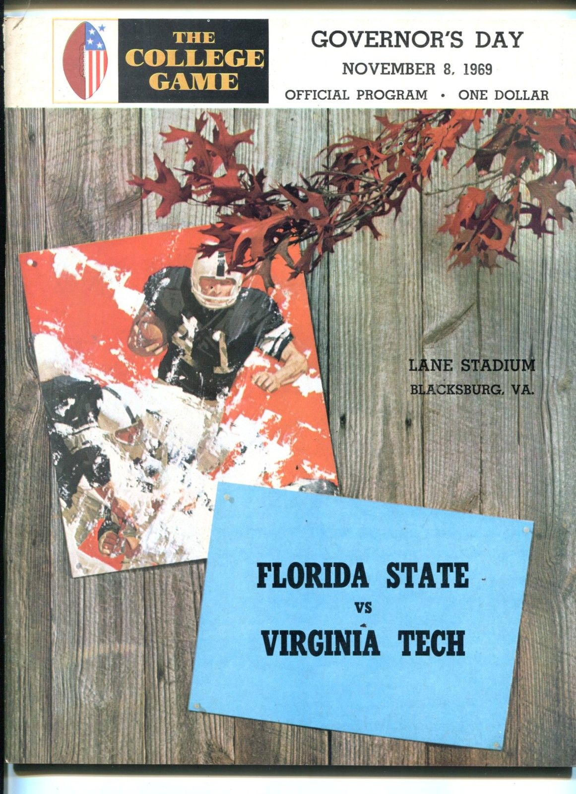 College Football Program: Virginia Tech Gobblers vs. Florida State Seminoles (November 8, 1969)