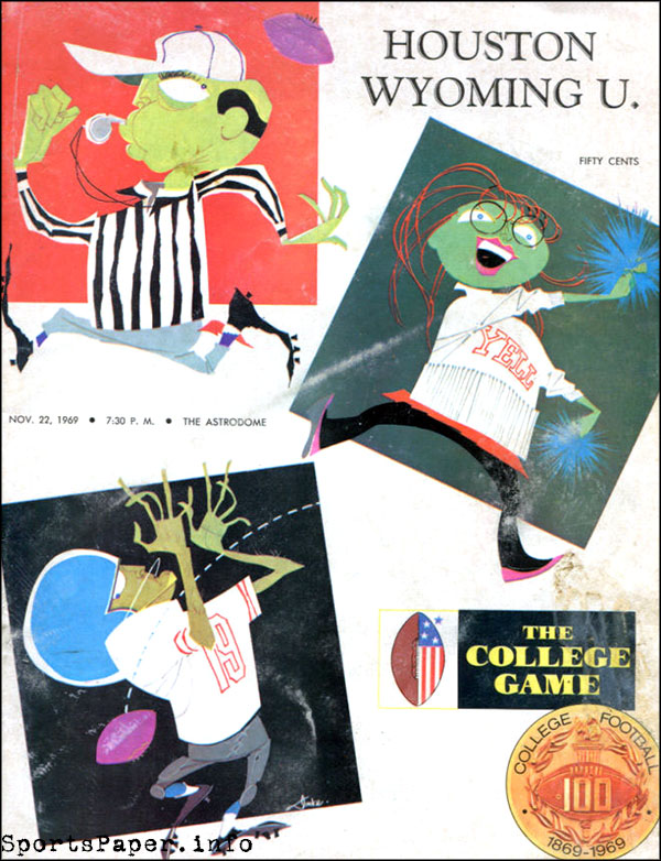 College Football Program: Houston Cougars vs. Wyoming Cowboys (November 22, 1969)