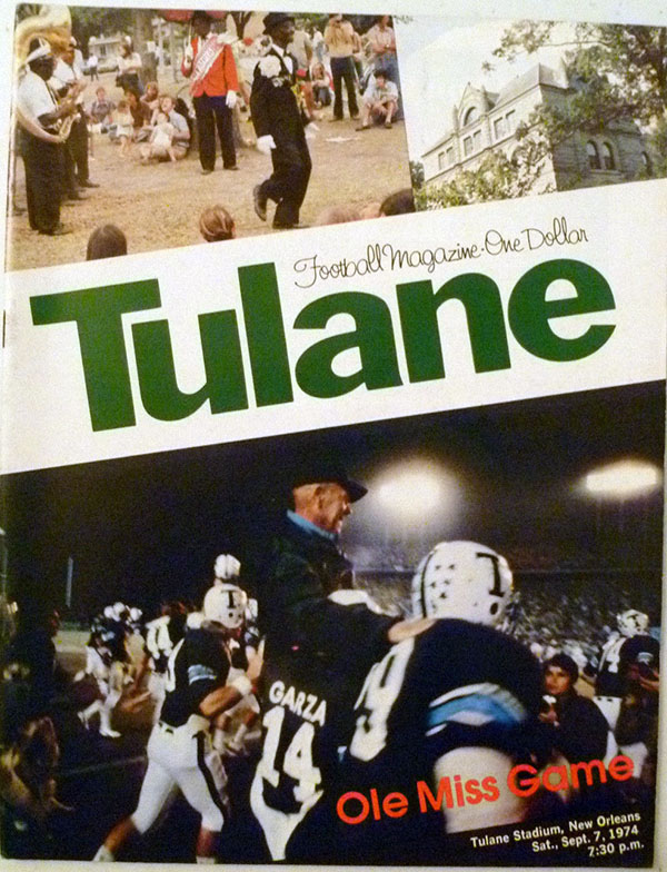 College Football Program: Tulane Green Wave vs. Ole Miss Rebels (September 7, 1974)