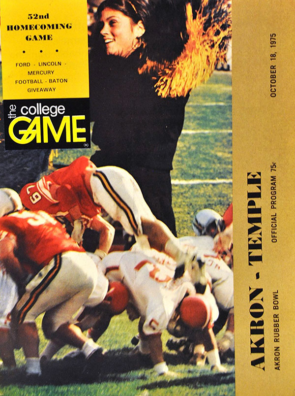 College Football Program: Akron Zips vs. Temple Owls (October 18, 1975)