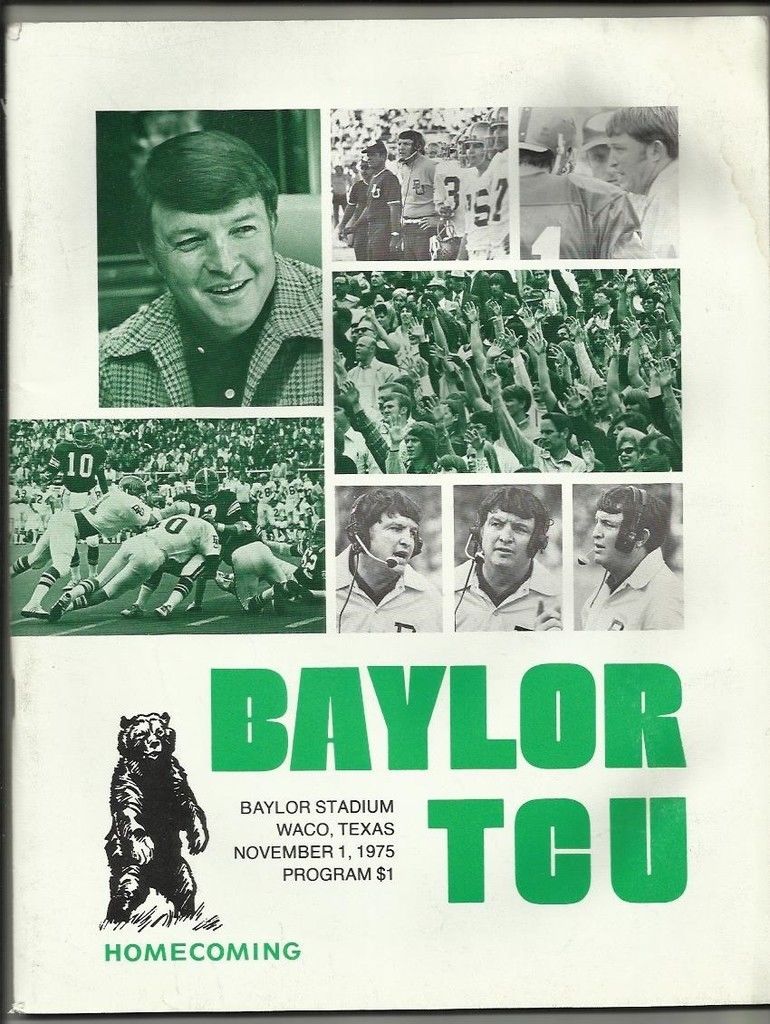 College Football Program: Baylor Bears vs. TCU Horned Frogs (November 1, 1975)