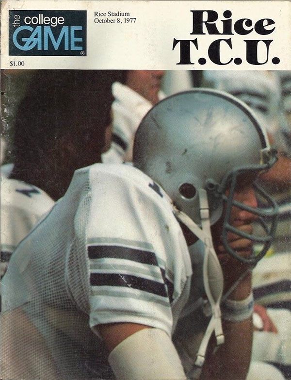College Football Program: Rice Owls vs. TCU Horned Frogs (October 8, 1977)