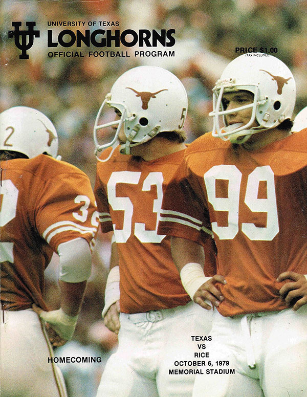 College Football Program: Texas Longhorns vs. Rice Owls (October 6, 1979)